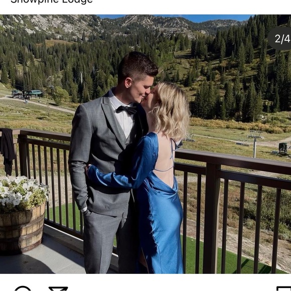 Bardot 100% Silk Blue Long Sleeve Open Back Dress - Picture 3 of 15